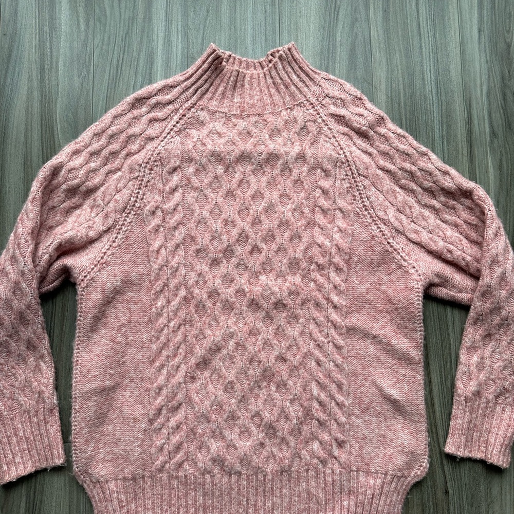 Pink Cable Knit Women's Sweater